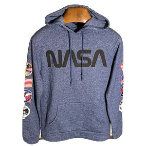 NASA Aldrin Family Foundation Hoodie Hooded Sweatshirt Men's Size S Blue